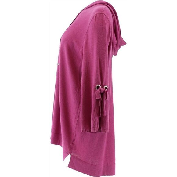 Isaac Mizrahi SOHO 3/4-Sleeve Hooded Tie Sweater - Picture 4 of 6